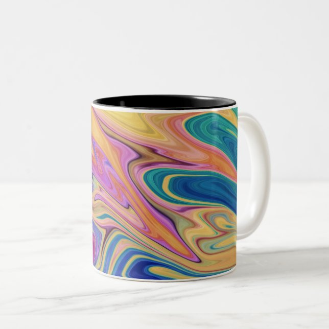 Tasse 2 Couleurs Motif abstrait coloré (Devant droit)