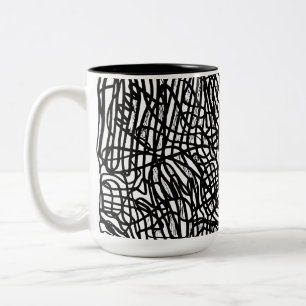 Tasse 2 Couleurs Motif Abstrait de lignes noir et blanc