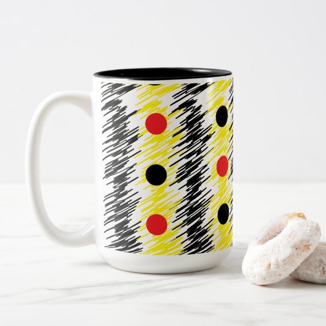 Tasse 2 Couleurs Motif Abstrait Gribouillé à Points (Avec donut)