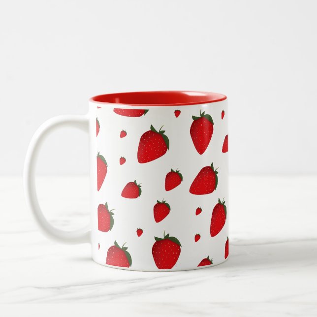 Tasse 2 Couleurs Motif alimentaire aux fruits blancs rouges aux fra (Gauche)