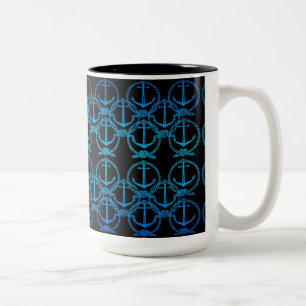 Tasse 2 Couleurs Motif Ancre bleu marine