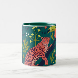 Tasse 2 Couleurs Motif Animalier de Jungle Luxuriante