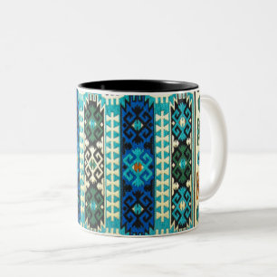 Tasse 2 Couleurs Motif antique persan turc, bleu vert