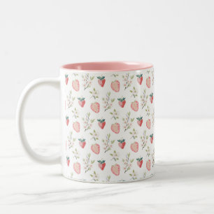 Tasse 2 Couleurs Motif aquarelle fraise 