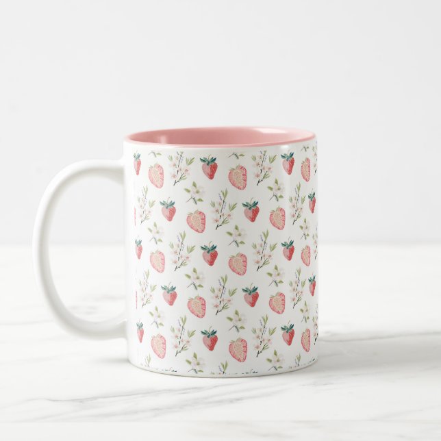 Tasse 2 Couleurs Motif aquarelle fraise  (Gauche)