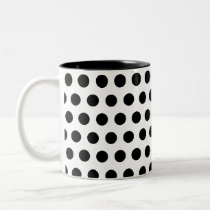 Tasse 2 Couleurs Motif artistique classique à pois noir et blanc