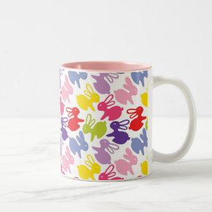 Tasse 2 Couleurs motif avec des lapins de Pâques