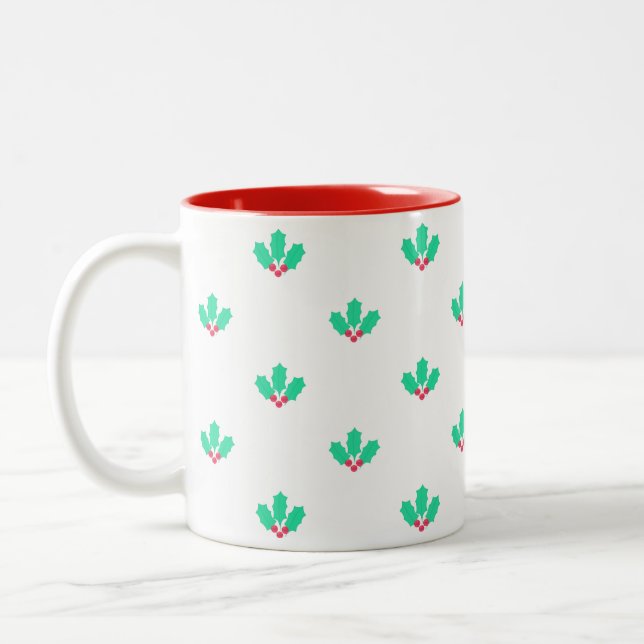 Tasse 2 Couleurs Motif baie de houx (Gauche)