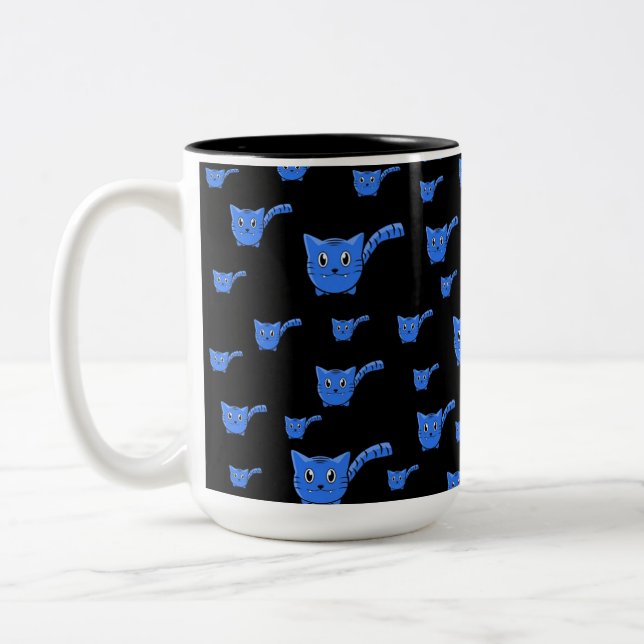 Tasse 2 Couleurs Motif Black & Blue Kitty (Gauche)