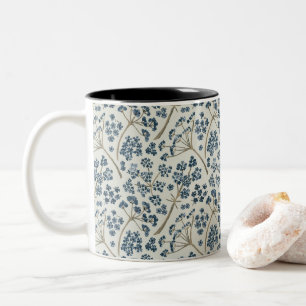 Tasse 2 Couleurs Motif Bleu Aquarelle Fleur de cheminée