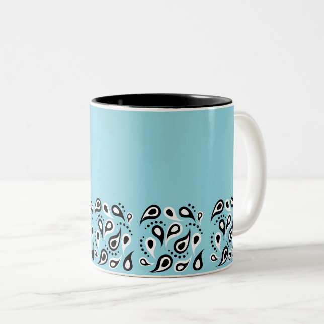 Tasse 2 Couleurs Motif Blue Paisley - Design textile d'ornement (Devant droit)
