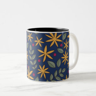 Tasse 2 Couleurs Motif botanique à motif floral doré