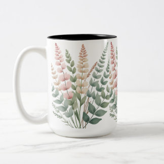 Tasse 2 Couleurs Motif botanique esthétique de fougères florales Ta