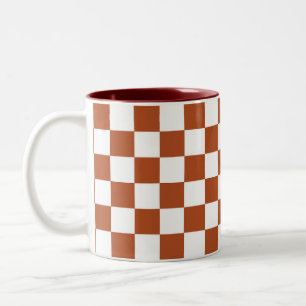 Tasse 2 Couleurs Motif Brown blanc À damiers chèque