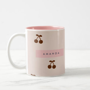 Tasse 2 Couleurs Motif Cerise Marron Personnalisé