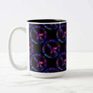 Tasse 2 Couleurs Motif coloré de signe de paix