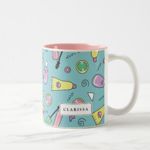 Tasse 2 Couleurs Motif Cosmétique des années 90  Nom personnalisé