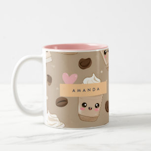 Tasse 2 Couleurs Motif Cute Cappuccino personnalisé