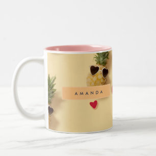 Tasse 2 Couleurs Motif d'ananas mignon personnalisé