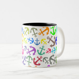 Tasse 2 Couleurs Motif d'Ancre de bateau coloré