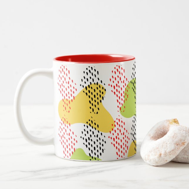Tasse 2 Couleurs Motif d'aquarelle Abstrait moderne (Avec donut)