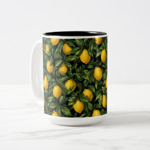 Tasse 2 Couleurs Motif d'arbre d'agrumes citron vibrant