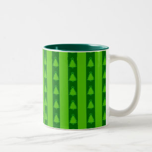Tasse 2 Couleurs Motif d'arbre de Noël à rayures vertes