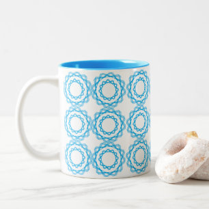 Tasse 2 Couleurs Motif d'art de cercles géométriques bleus