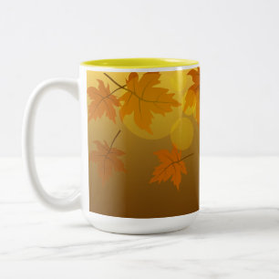 Tasse 2 Couleurs Motif d'automne avec feuilles d'érable en chute et