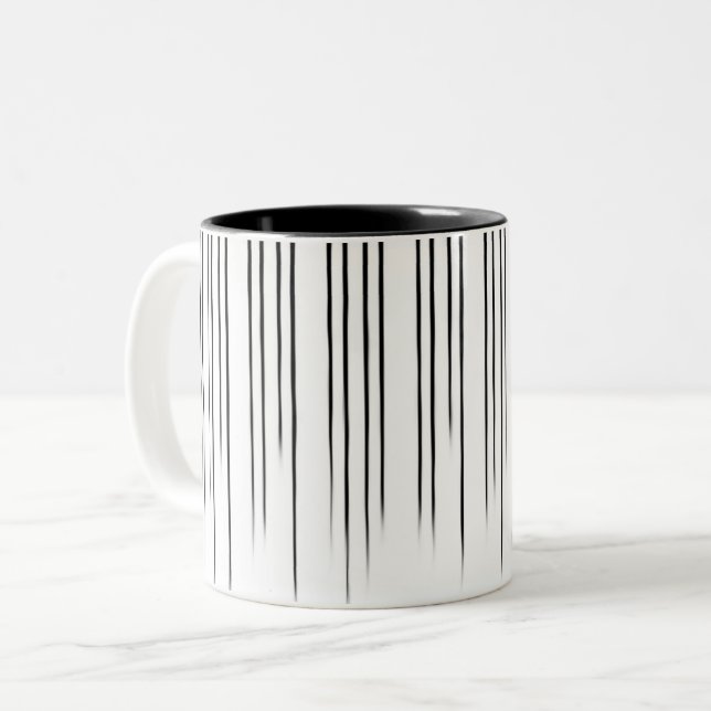 Tasse 2 Couleurs Motif de bande de style noir/blanc (Devant gauche)