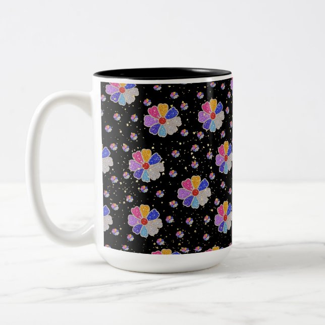 Tasse 2 Couleurs Motif de bijou floral scintillant (Gauche)