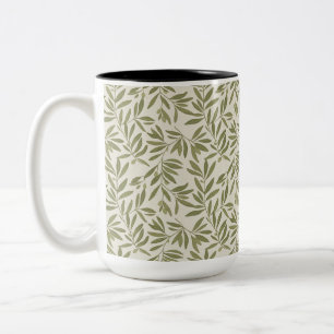 Tasse 2 Couleurs Motif de branche d'olive minimal