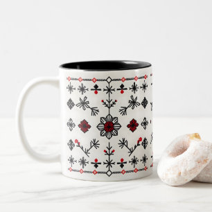 Tasse 2 Couleurs Motif de broderie folklorique traditionnel Patri