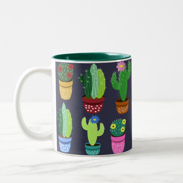 Tasse 2 Couleurs Motif de cactus de bande dessinée (Gauche)