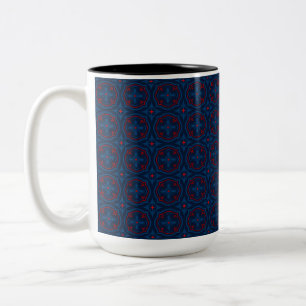 Tasse 2 Couleurs Motif de carreau floral décoratif