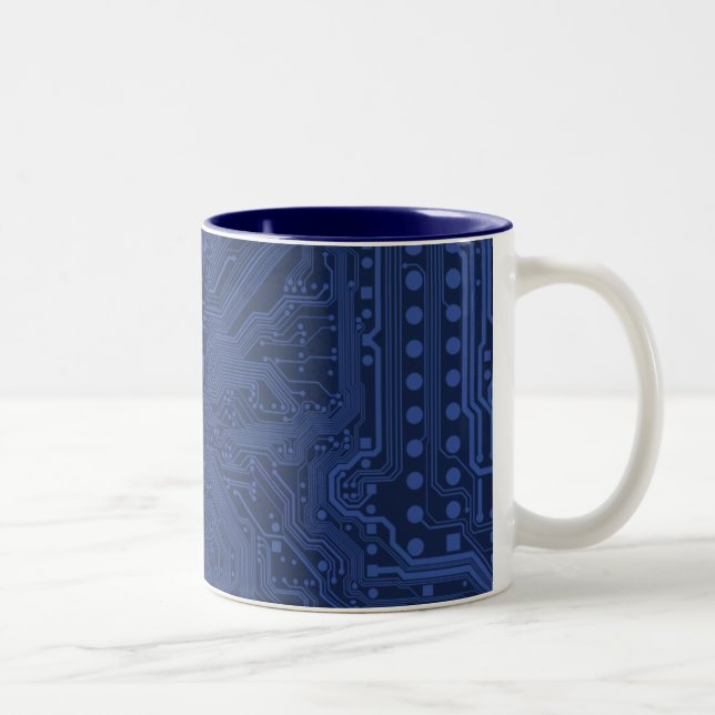 Tasse 2 Couleurs Motif de carte mère Geek bleu (Droit)