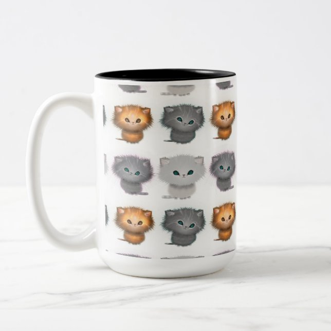 Tasse 2 Couleurs Motif de chatons duveteux (Gauche)