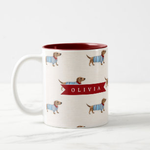 Tasse 2 Couleurs Motif de chien Dachshund mignon et chic personnali