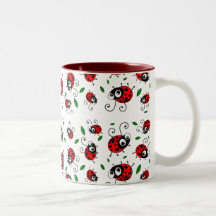 Tasse 2 Couleurs Motif de coccinelles de bande dessinée
