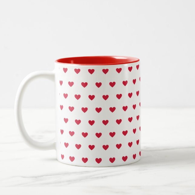 Tasse 2 Couleurs Motif de coeur rouge moderne mignon (Gauche)