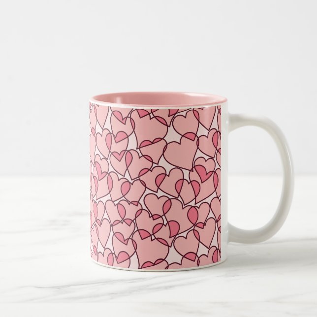 Tasse 2 Couleurs Motif de Coeurs roses modernes (Droit)