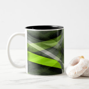 Tasse 2 Couleurs Motif de courbe gris et citron des années 80