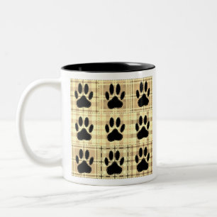 Tasse 2 Couleurs Motif De Dessin De Chien Paw À Sepia