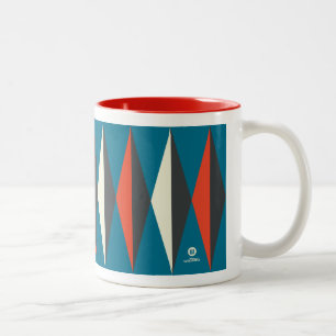 Tasse 2 Couleurs Motif de diamant Retro Mod (rouge/blanc/bleu/noir)