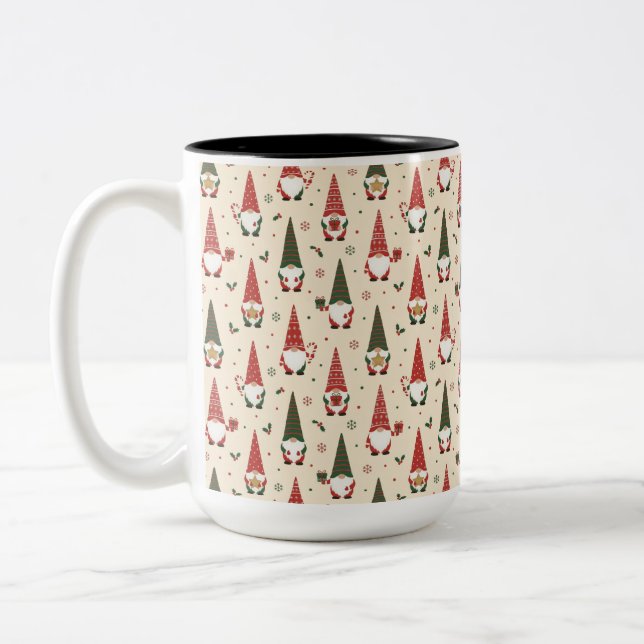Tasse 2 Couleurs Motif de fête de gnome de Noël (Gauche)