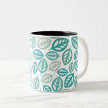 Motif de feuille botanique sarcelle et gris