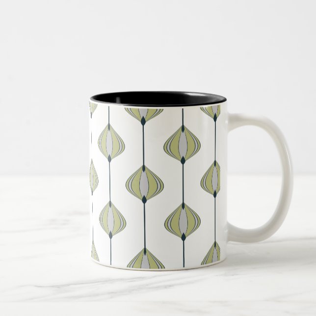 Tasse 2 Couleurs Motif de feuilles (Droit)