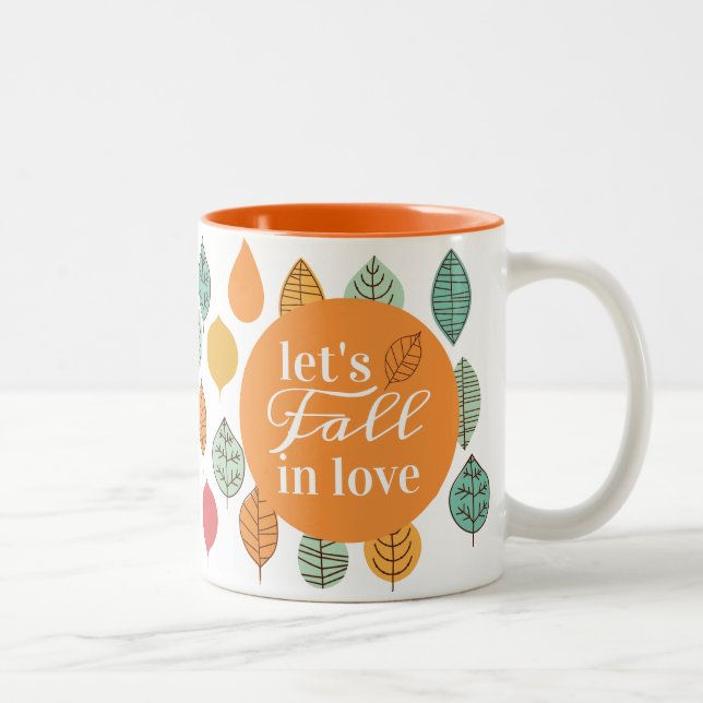 Tasse 2 Couleurs Motif de feuilles d'automne moderne (Droit)