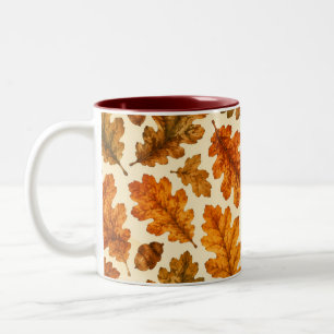Tasse 2 Couleurs Motif de feuilles de chêne d'automne Esthétique
