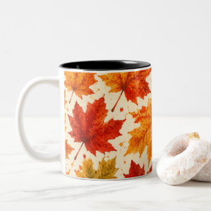 Tasse 2 Couleurs Motif de feuilles d'érable d'automne Feuille rou
